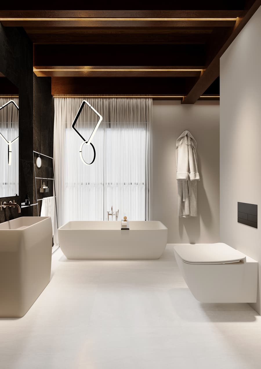 Representative neutral porcelain tile in a retail store interior